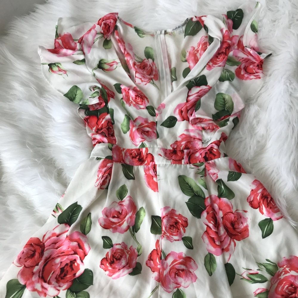 Floral romper pink and white